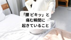 突然腰に「ピキッ」と痛みが走るのは、以下のようなメカニズムが関係しています: