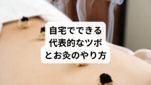 以下は腰痛に使いやすいツボと家庭用のお灸の基本手順です。初めての方は弱めに行い、皮膚の赤みや熱感が強い場合は中止してください。