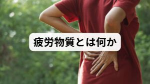 運動や精神的ストレスで生じる「疲労物質」は乳酸だけでなく、ピルビン酸、アンモニア、活性酸素、代謝産物の蓄積や炎症性サイトカインなど多岐にわたります。これらが局所や全身に蓄積すると筋のだるさ、集中力低下、睡眠の質低下、回復遅延を招きます。まずはいつ・どの活動で・どの程度疲れるかを2週間記録し、原因仮説を立てましょう。